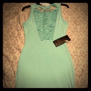 Seafoam Bebe Mini Dress, detailed cutout back